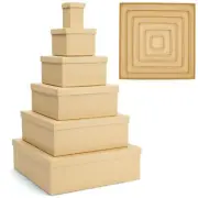 6-Pack Decorative Nested Boxes with Lids, Assorted Sizes, Square Nesting Gift...