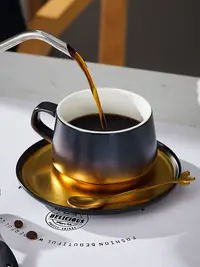 在飛比找松果購物優惠-美式精緻拿鐵咖啡杯高檔英式創意陶瓷杯奢華家用咖啡杯具 (8.