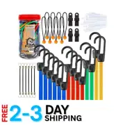 32-Piece Bungee Cord Assortment with Hooks & Tarp Clips - Durable & Versatile