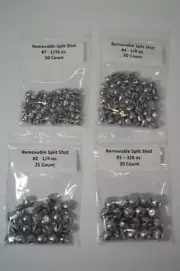 Removable Lead Split Shot Sinkers - #7-1/16oz., #4-1/8oz, #2-1/4oz., #1-3/8 oz.