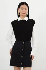 Techno Cotton Woven Skirt With Gold Clasp