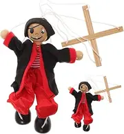 Toyvian 2Pcs Wooden Pirate Marionette Puppets for Adorable String Puppets for Creative Play and Performance for Parties and Home Decor Build Parent Bond