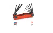Allen - 9 Pc Fold-Up Hex Key Set HI-VIS Orange .050-3/16" 56073 USA