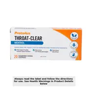 Pretorius Throat Clear Sugar Free Menthol Lozenges 20 Pack