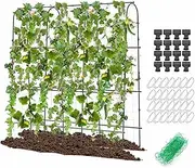 Costway Garden Arched Trellis for Climbing Plants, 1.8m x 1.8m U-Shaped Tall Cucumber Trellis for Raised Garden Bed, Outdoor Plant Grow Support Frame w/Netting for Vegetable Fruit Flower Tomato Vine