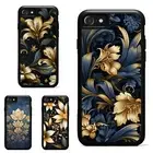 gold boho Lily Indigo For iPhone XS 11 12 13 14 15 16 Pro Max Anti scratch Cover