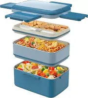 Stainless Steel Bento Box, Stackable Bento Box Adult Lunch Box 6 Compartments