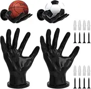 Pack of 2 Ball Holder Wall Hand, Ball Holder Wall Hand Ultra Safe Stable Basketball Holder Wall Hand with 4 Screws 4 Nails, Universal Wall Mounted Ball Holder for Ball Keys Headphones Soap