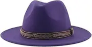 [Generic] Women Felted Fedoras Hat Solid Casual Hat with Belt Unisex Mens Jazz Hats Wedding Church Panama Felt Hat 13 60-62cm, 13, One Size, 13, One Size