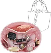 JLYZ Moon Picotin 18 Bag Insert Oval with Zipper, Purse Organizer Compatible with Hermes Picotin, Silky Bag Insert, Lightweight and Soft Touch (PC18 Oval, Pink)