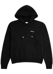 Off-white Tattoo Arrow Logo-embroidered Hooded Cotton Sweatshirt - Black And White - M M