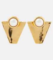[Saint Laurent] Saint Laurent Embellished clip-on earrings One Size gold