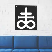 Leviathan Cross Wall Tapestry - Goat Skull Pentagram Baphomet Occult Gothic Flag