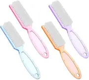 WLLHYF 4 Pieces Nail Brush with Handle Soft Bristles 4 Colours Manicure Tool Scrubbing Brush Set for Nails and Toes (Blue + Purple + Pink + Orange)
