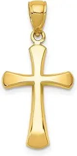 [JewelryWeb] Gold Beveled Religious Faith Cross With Round Tips High Polish 24.5x12mm Wide