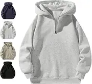 [OTEB] Half Zip Hoodie Men Quarter Zip Pullover Hoodies Long Sleeve Drop Shoulder Sweatshirt Casual Pullover