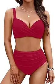 [Aqua Eve] Women Underwire Bikini Set - High Waisted Two Piece Swimsuit Tummy Control Bathing Suit 2025 Push Up Swimwear