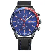 Multifunction Male Wristwatch Working Sub-Dials Quartz Movement Watch Black Blue Colour