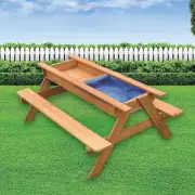 Sand & Water Picnic Table Kids Playhouse Outdoor Play Toy Sandpit Sandbox