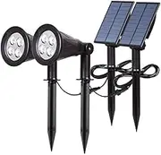 T-Sun Outdoor 4 LED Solar Lights, Waterproof Landscape Spotlight, Dark Sensing Auto On/Off, 180° Adjustable Security Night Lamp for Tree Patio Yard Garden Driveway Corridor Lawn (2 Pack)
