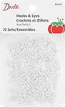 Dritz Hooks & Eyes Size 2 White Fasteners, 72 Sets