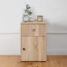 NNEDSZ PORTO BEDSIDE TABLE - NATURAL OAK - SLIM - ROUND BLACK