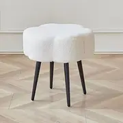 PKLbLr Dresser Stool Vanity Stool Chair Vanity Bench Seat with 4 Metal Legs (White)