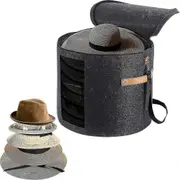 Wabjtam Hat Box Large Hat Storage Box Hat Boxes For Women Storage Large Round Men Hat Box Foldable Hat Boxes (dark Gray)