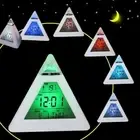 LED Digital Alarm Clock Pyramid Night Light Color Changing Desk Clock with Shgvq