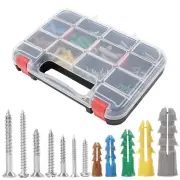 370Pcs Plastic Drywall Wall Anchors Kit with Screws 5 Different Assorted Size An