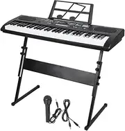 61 Keys Digital Display Electric Piano Keyboard Stand Suitable For Beginners Kids Dual Power Mode Training Piano