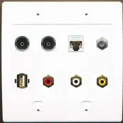 RiteAV 2 TOSLINK 1 CAT5E 1 Coax 1 USB-A-A 1 RCA RED-White-Yellow WALLPLATE White