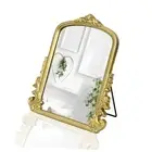 Champagne Gold Vintage Vanity Mirror,Small Decorative Table Top Mirror,Baroque