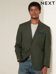 Khaki Green Regular Fit Textured Smart Blazer (K91086) | $144