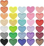 62 Pcs Colorful Embroidered Iron On Heart Patches, Sew/Iron On Heart Applique Patch, for Clothes Hats Jeans Backpacks Shoes DIY Repair Decoration