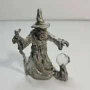 Vintage Gallo Pewter Wizard w/ Staff & Crystal, 3.5" Tall