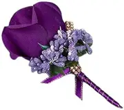 [Nvzi] 1 PC Groomsman Corsage Groom Silk Rose Flower Wedding Dress Corsage Accessories Pin Brooch Decoration - (Dark Purple), 12*7cm/4.72*2.76in, Ribbons & Silk Flowers, noen