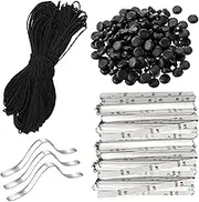 Trimming Shop 50M Elastic Band String Cords with Black Round 100 Pieces Silicone Cord Locks Toggles & 100 Pieces Adjustable Nose Strip Wire for Sewing Crafts DIY Projects