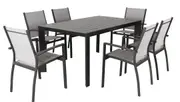 Danum 7 Piece Outdoor Dining Set Table Chair Solid Aluminum Furniture - Charcoal & Grey