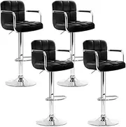 Artiss Bar Stools Stool Set of 4 Adjustable Kitchen Swivel Counter Barstools Dining Chair Gas Lift Leather Black in 68-81cm Seat Height Floor for Home Bar Dining Room Cafe Outdoor Indoor
