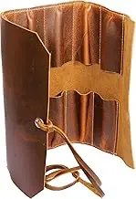 Vintage Leather Tool roll up Pouch, Portable Wrench roll for Barbers,Woodworker,Painter,Chisel Tool (Full Grain Leather)