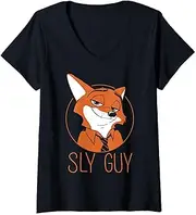 Womens Disney Zootopia Nick Wilde Sly Guy Fox V-Neck T-Shirt