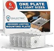 OHLECTRIC Recessed Light Mounting Plate - 6 Pack, Rough-in Plates. Multi-Size 2” 3” 3.½” 4” Adjustable Symmetric Holes - Recessed LED Rough-in Bracket. Extendable Hanger Bars from 13” - 25”.