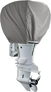 Outboard Motor Cover,Heavy Duty Boat Motor Cover Engine Cover,Waterproof Fade Resistant Outboard Engine Shield Cover-Fit for Motor 115-225 HP, Black