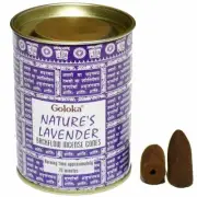 Lavender Backflow Cones Goloka. One can of 24 Backflow Cones Goloka Lavander