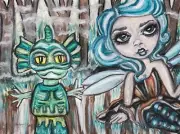 Swamp Faery Swamp Creature 4x6 Mini Art Print fairy Gothic Goth Fantasy Signed