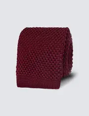 Hawes & Curtis Men's Wine Knitted Tie - 100% Silk