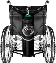 Dual Oxygen Tank Holder, Oxygen Cylinder Bag for Wheelchiars with Adjustable Zippers and Mesh Storage Pockets Fits Most Oxygen cylinders(Black)