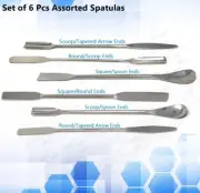 Stainless Steel Lab Spoon Spatula Dental Instruments 9" Double Ended 6 Pc Set