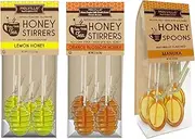 Melville Honey Spoon Bundle - 3 Flavors: Manuka, Lemon & Orange Blossom - 15 Honey Candy Spoons on Wooden Sticks